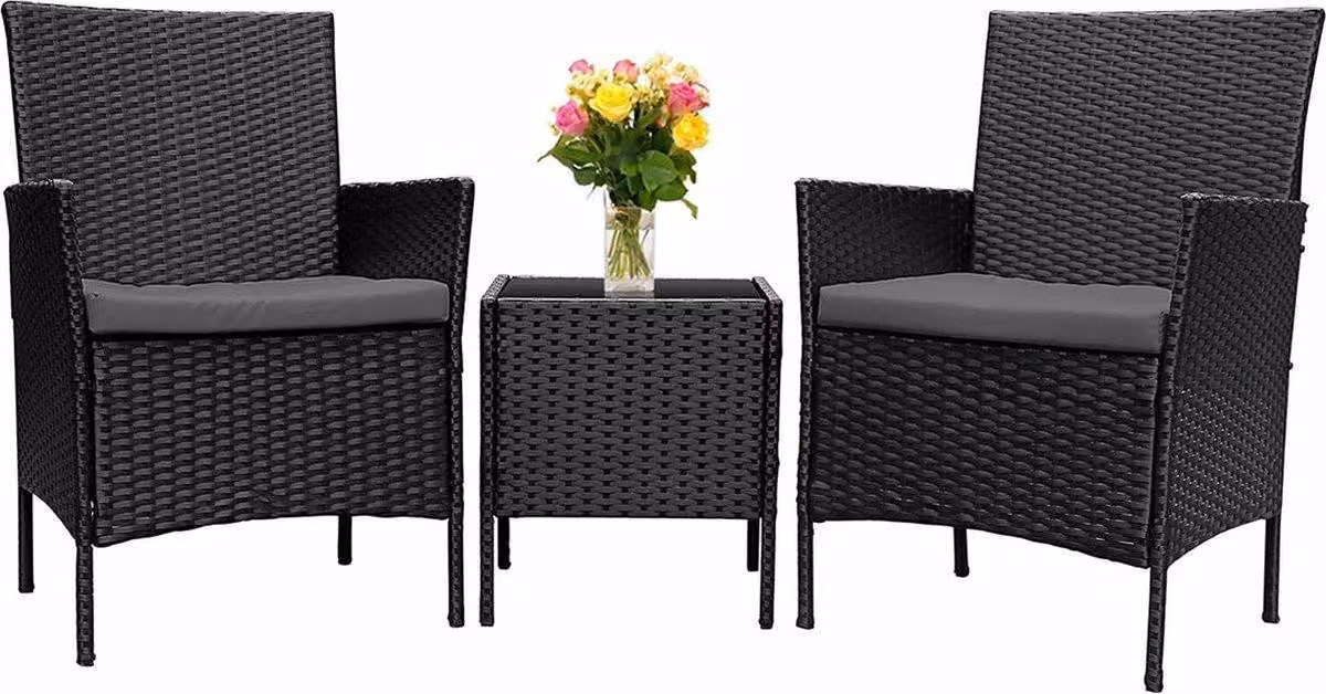 set da salotto per 2 persone - Mobili da giardino con tavolo e sedie - Cuscini lavabili - Set da salotto per balcone e giardino