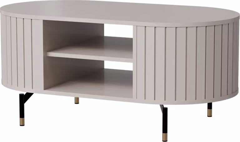Selsey Zante - Tavolino ovale con ripiano, color grigio-beige, 104x56 cm