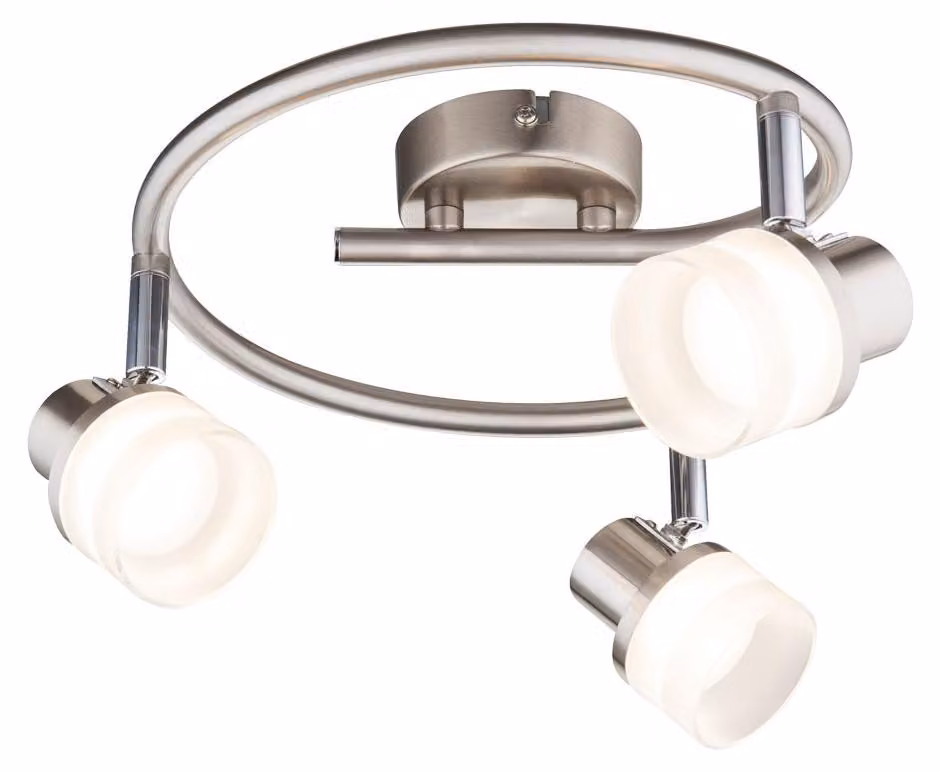 Plafoniera LED, cromo, nichel opaco, spot mobili, P 26 cm