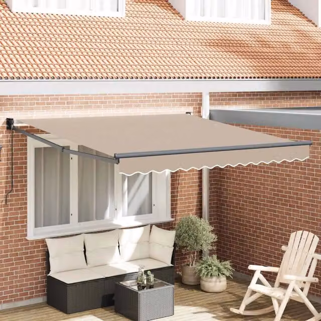 Tenda retrattile-Tenda parasole per balcone Beige 350 x 250 cm Poliestere e Alluminio 840050