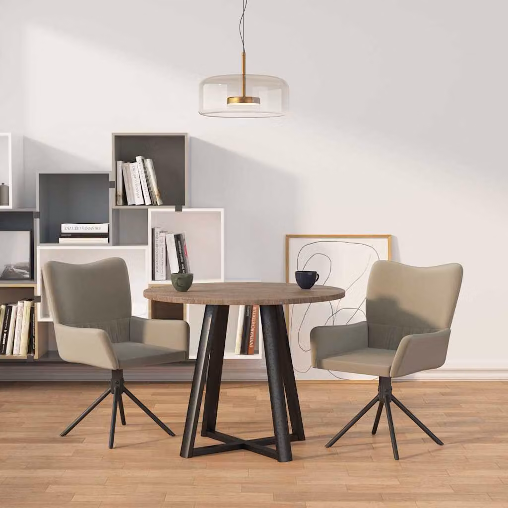 Set di 2 sedie da pranzo girevoli vidaXL in velluto grigio con braccioli e base moderna