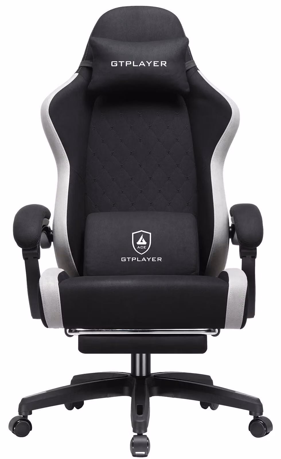 Sedia da gaming LR008 - Sedia da ufficio ergonomica - Tessuto traspirante - Schienale alto - Poggiapiedi estensibile - Sedia da scrivania girevole - Colore: nero