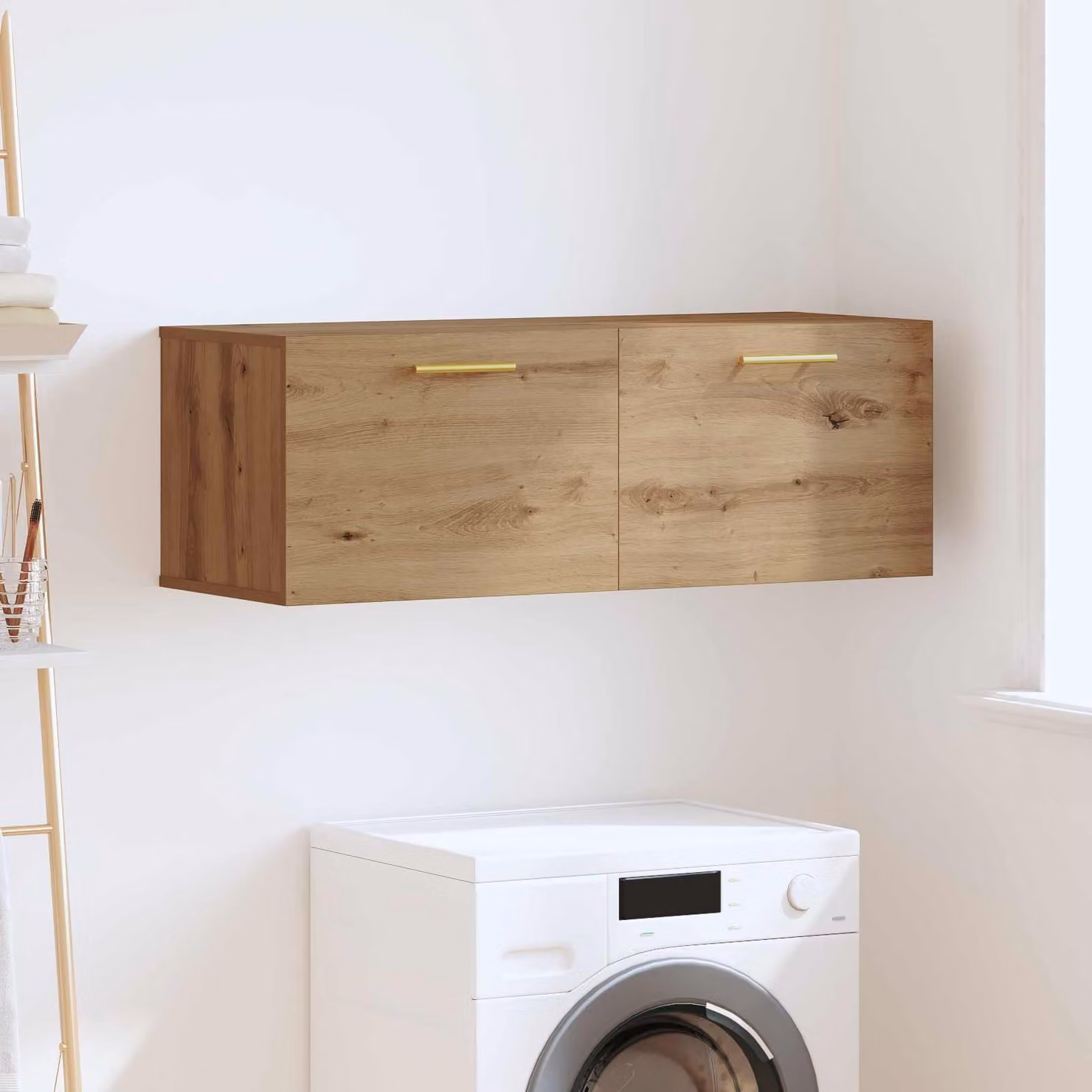 Armadietto a muro vidaXL in legno marrone rustico con ante a battente e ripiani interni L: 100 cm, P: 36.5 cm, H: 35 cm