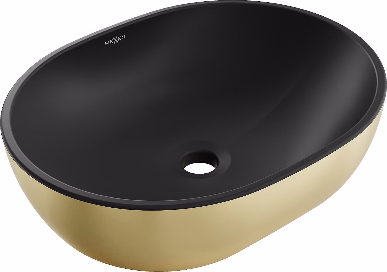 Mexen Viki lavabo da appoggio 48 x 35 cm, nero opaco/oro - 21054876