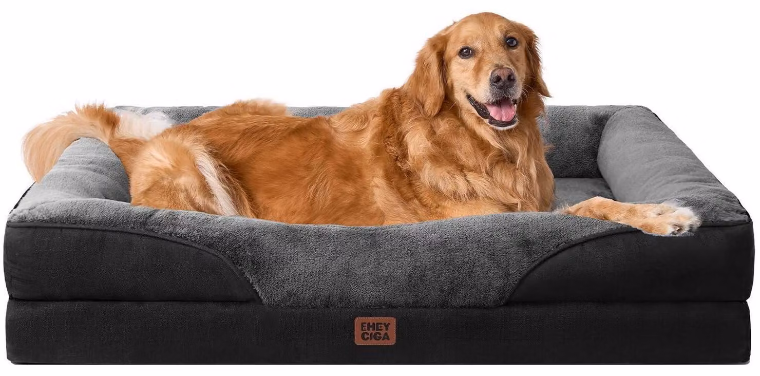 Cuccia ortopedica per cani con 4 bordi, 106x76 cm, grigio/nero