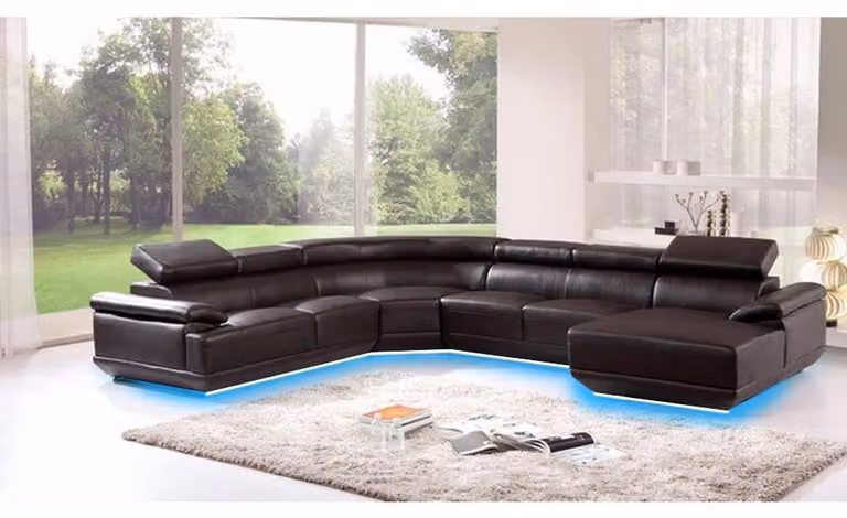 Wohnlandschaft Ecksofa Ledersofa mit USB,Sofa Couch Polster Sitz Eck Garnitur