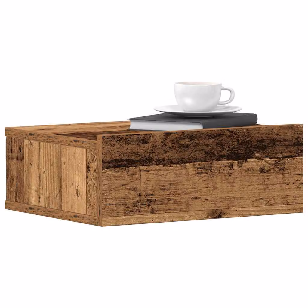 Comodino Pensile vidaXL in Legno Antico Marrone L: 40 cm, P: 30 cm, H: 15 cm