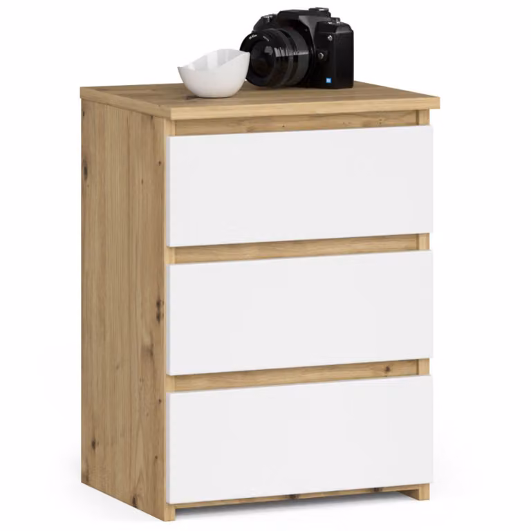 Comò con 3 cassetti Comò organizer Comò con cassetti Larghezza 40 cm Altezza 57 cm | Rovere Artisan Credenza alta Credenza Armadio stretto