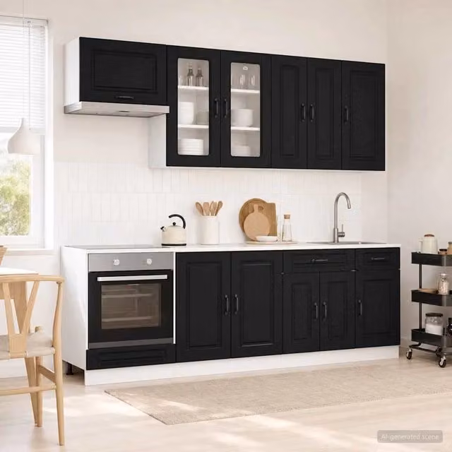 Unità Cucina KALMAR 8 pz Nero Legno ingegnerizzato 3438184