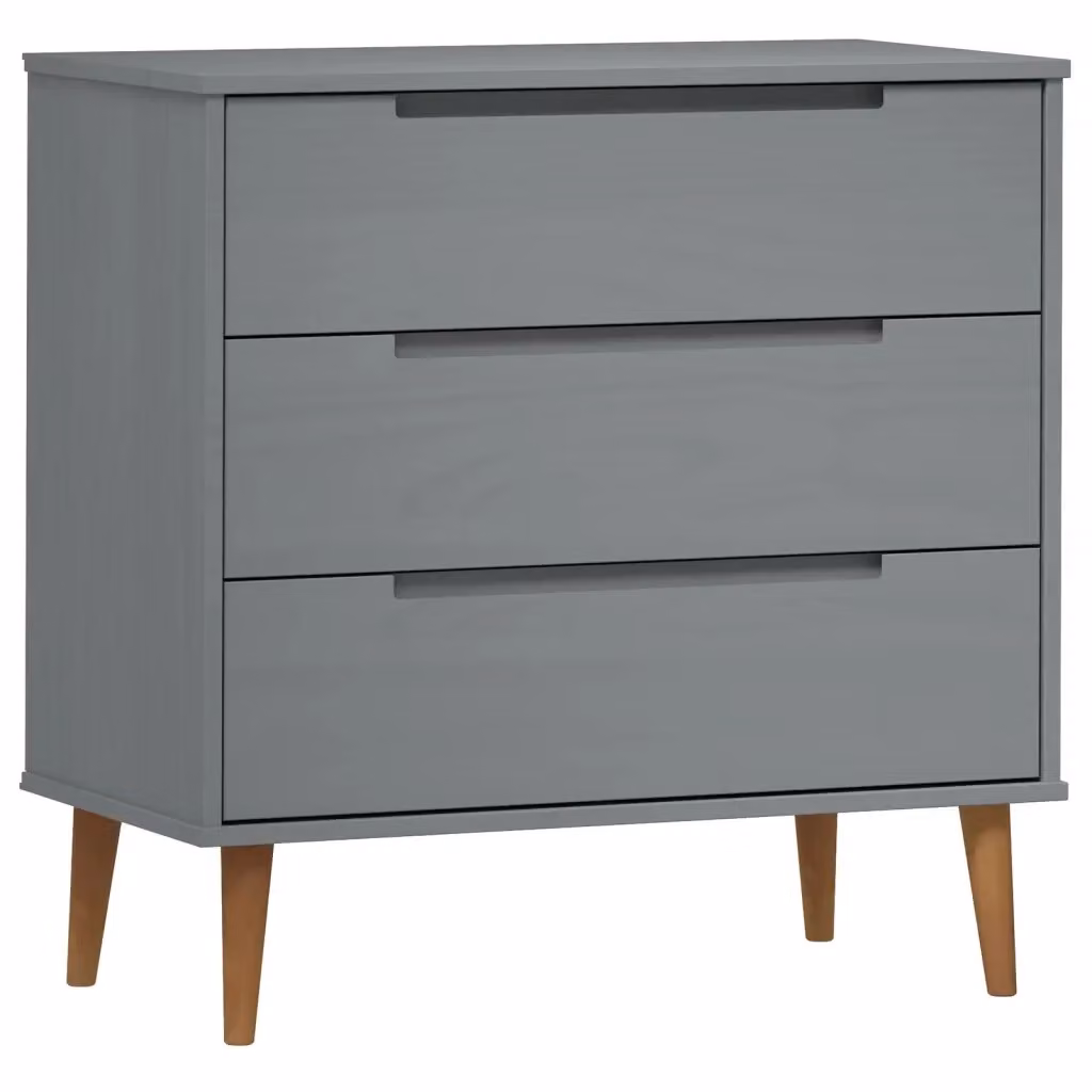 Cassettiera MOLDE vidaXL in legno massello di pino grigia L/P/H: 80 x 40 x 80 cm – 2