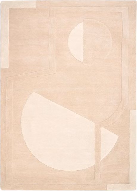 Tappeto Beliani in lana beige con motivo geometrico e stile minimalista, forma rettangolare, L: 230 cm, P: 160 cm