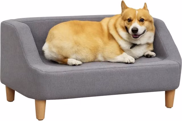 Cuccia per cani stile scandinavo ¨C zephmum ¨C 75x55x39 cm grigio tessuto legno