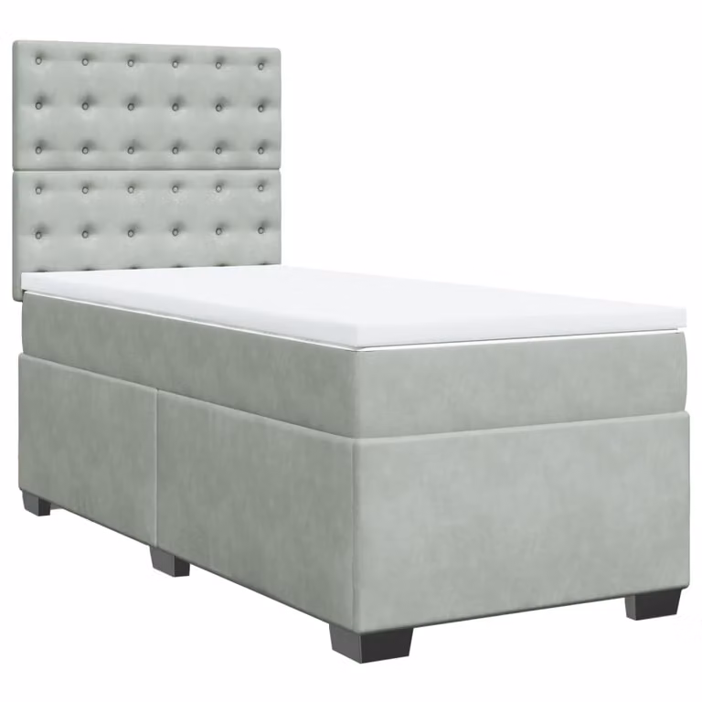 Giroletto a Molle con Materasso Grigio Chiaro 80x200 cm Velluto