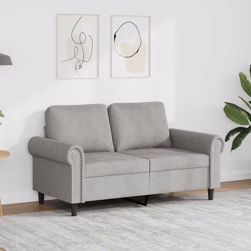 vidaXL Divano a 2 Posti Moderno in Velluto Grigio con Struttura in Metallo per il tuo Soggiorno L: 152 cm, P: 77 cm, H: 80 cm