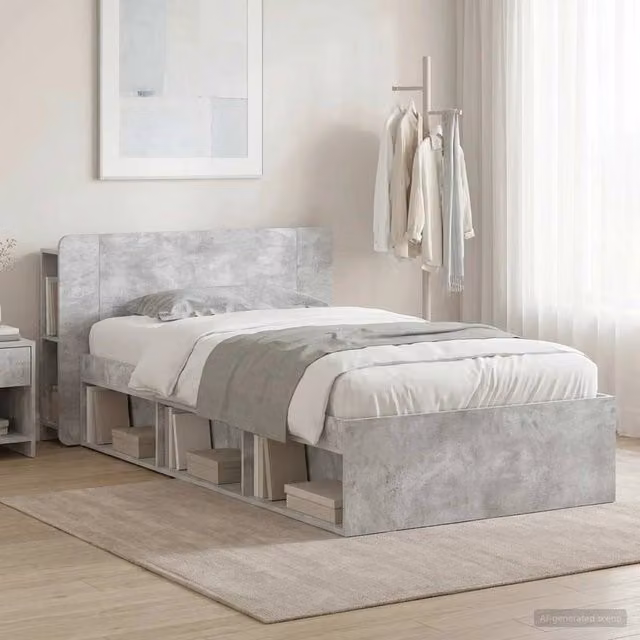 Letto con contenitore e cassetti vidaXL in tessuto Grigio, L/P/H: 90 x 200 x 119,5 cm – 1