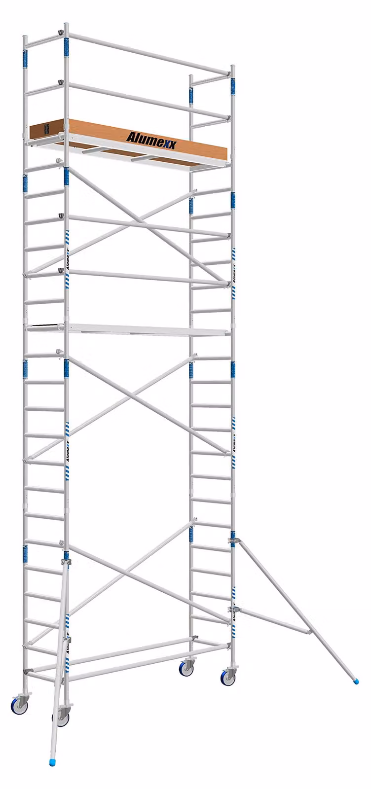 Piattaforma elevatrice - Altezza di lavoro: 8,3 metri - Lunghezza della piattaforma: 250 cm - Materiale: alluminio - Adatta per interni ed esterni