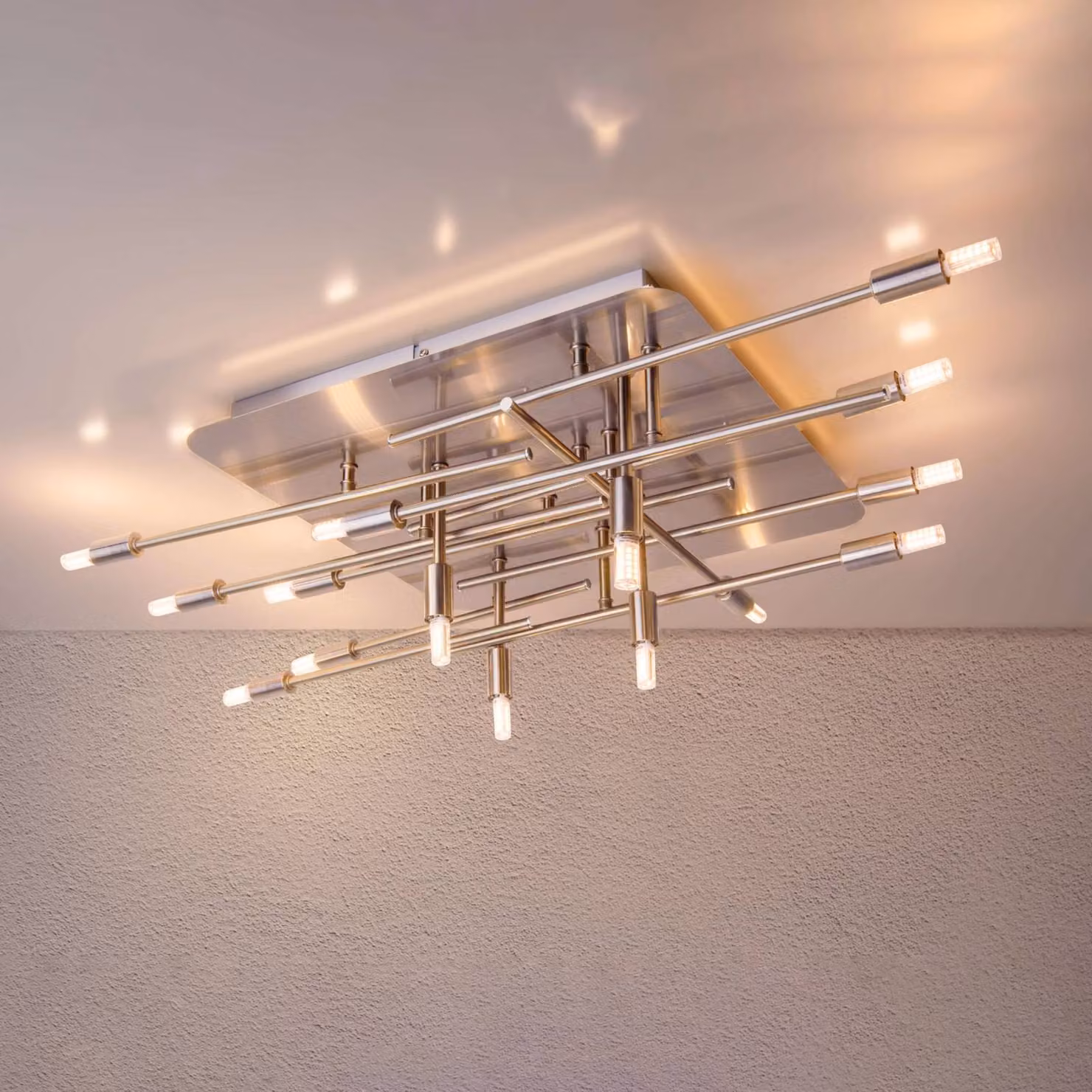 Näve Plafoniera soffitto Ancona, Alluminio / Grigio / Zincato, Soggiorno / Sala da pranzo, Metallo, Plafoniera