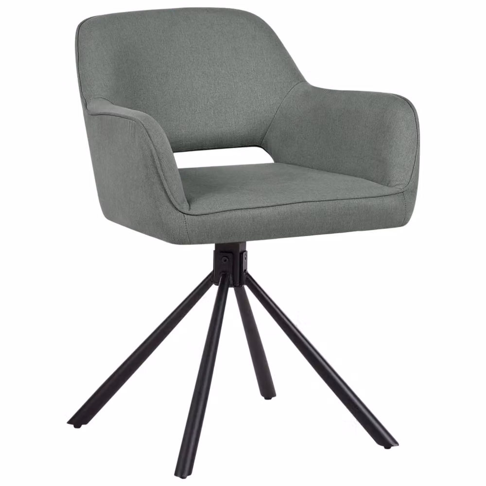 Set di 2 sedie da pranzo girevoli BELIANI in tessuto verde scuro con braccioli e gambe in metallo nero per casa e ufficio – 2
