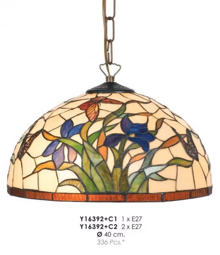 Lampada a sospensione Tiffany diametro 40 cm Y16392 + C1/C2 Lampada Lampada