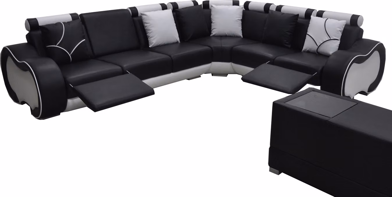 Ecke Leder mit USB Modern XXL Couch Wohnlandschaft Ledersofa Sofa L-Form C4030