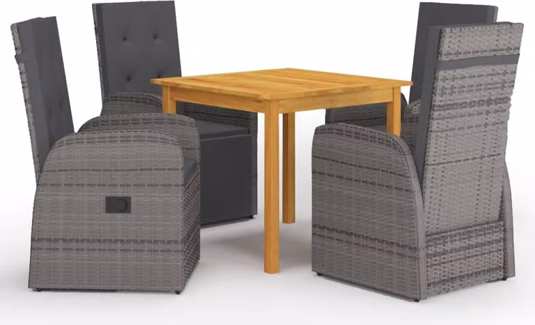 Maison Exclusive - Set da pranzo da giardino 5 pezzi, grigio