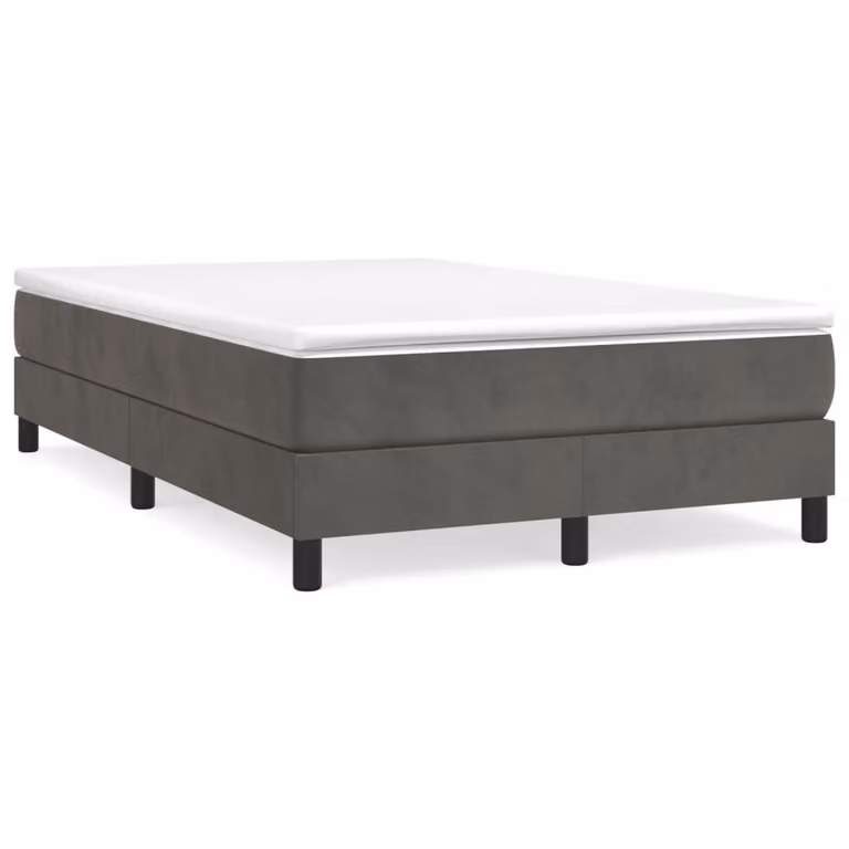 vidaXL Letto Ibrido con Giroletto a Molle e Materasso in Velluto Grigio e Bianco L/P/H: 120 x 200 cm