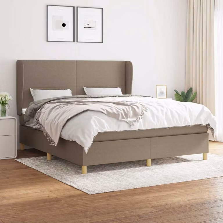vidaXL Letto Ibrido con Giroletto a Molle e Materasso in Tessuto, Colore Tortora/Grigio/Beige, L/P: 160 x 200 cm