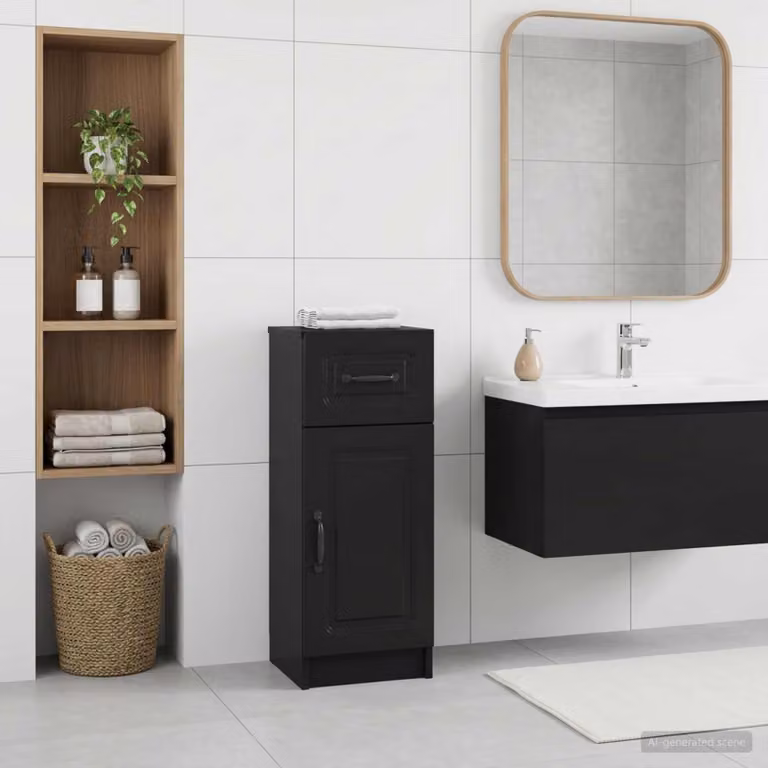 vidaXL Mobiletto da Bagno UTRECHT Moderno Nero L/P/H: 30 x 31 x 77 cm