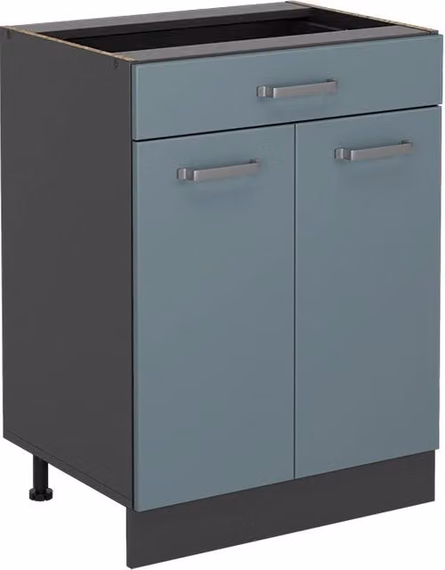 Mobiletto base per cucina Vicco R-Line Grigio-blu/Antracite con cassetto e ante, L: 60 cm – 1