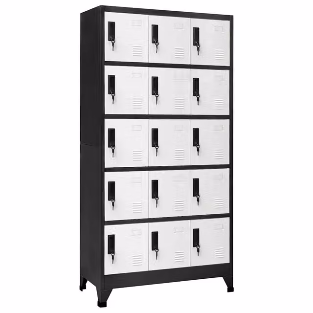 Armadio a schedario moderno con 15 ante con serratura 90 x 40 x 180 cm in acciaio antracite 02_0047035