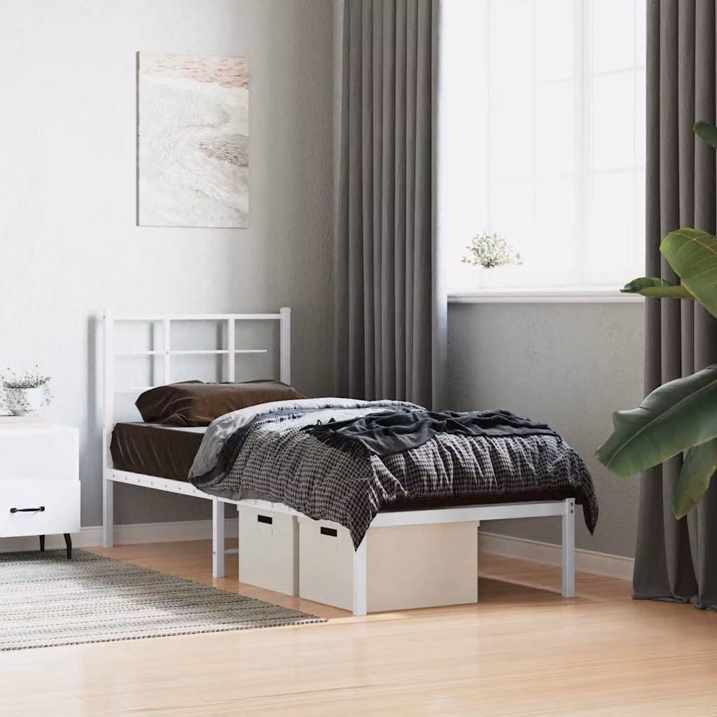 vidaXL Giroletto con Testiera in Metallo Bianco L 80 cm x P 200 cm