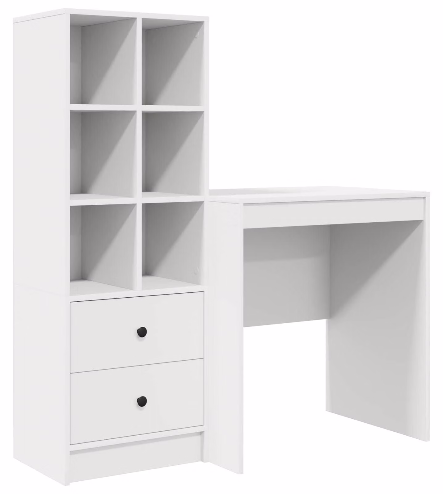Scrivania con cassetto con lo scaffale 2 pcs Bianco