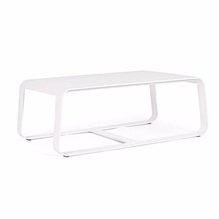 Tavolino da salotto MERRIGAN in alluminio bianco 105×62 cm