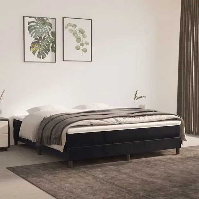 Materasso a Molle Insacchettate-Materasso per letto Nero 160x220x20 cm in Velluto