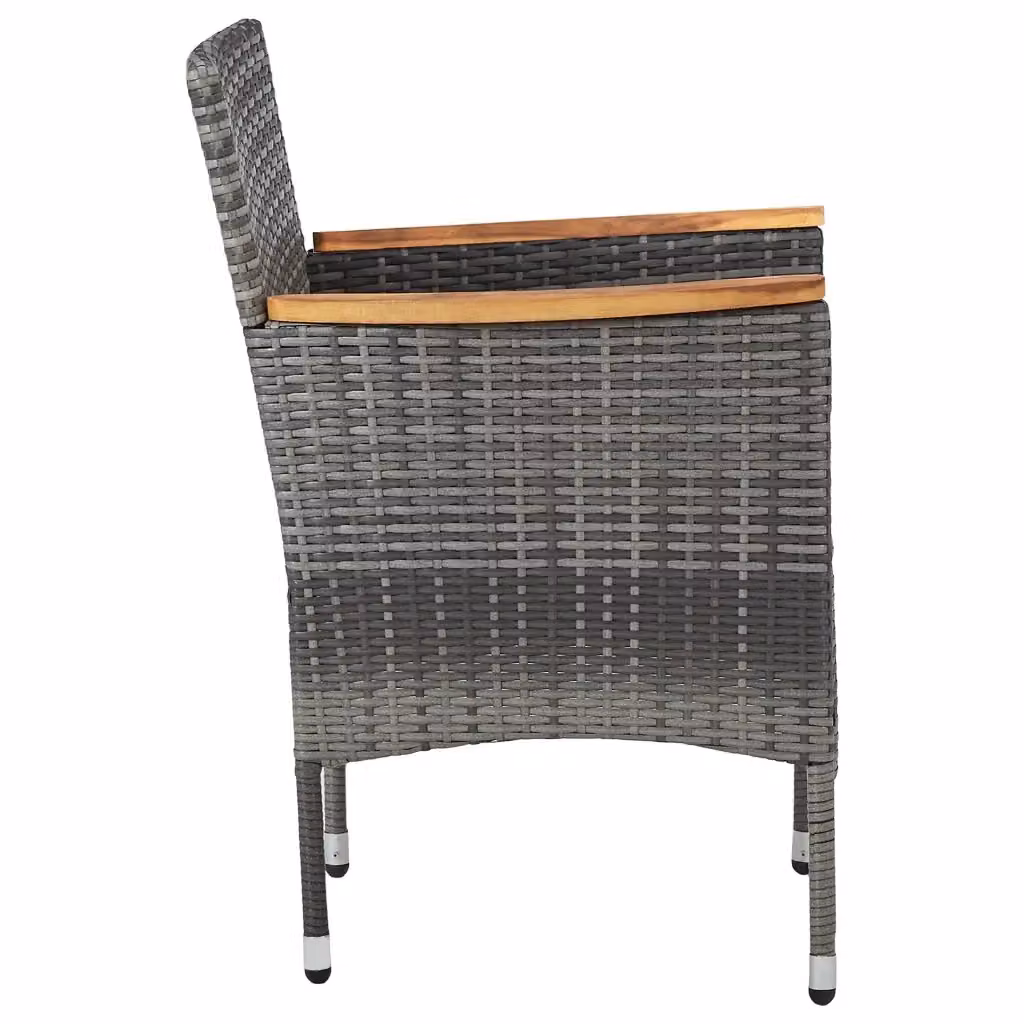 Set di 2 sedie da giardino moderne in rattan e metallo colore grigio con struttura in legno di acacia – 2