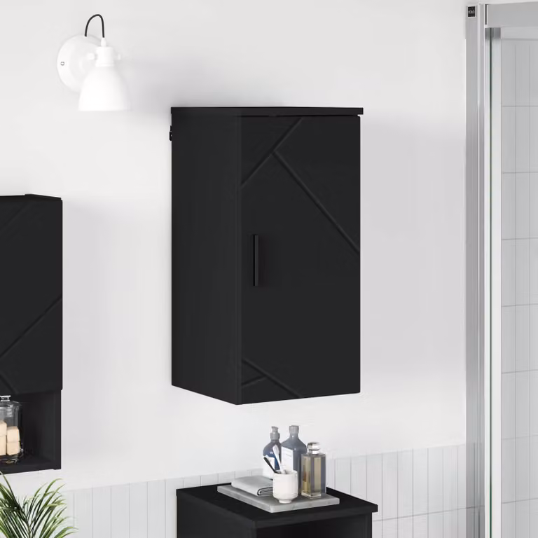 Mobile da bagno moderno vidaXL nero con ante a battente, L/P/H: 30 x 31,5 x 61 cm
