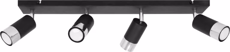 Light-Home Hugo - Lampada a sospensione in metallo e vetro - E27 - 4 lampadine - Nero e cromo