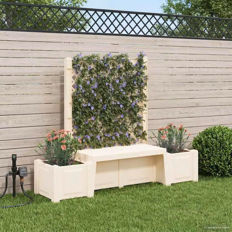 Panchina da giardino moderna vidaXL Kopenhagen in plastica bianca resistente alle intemperie