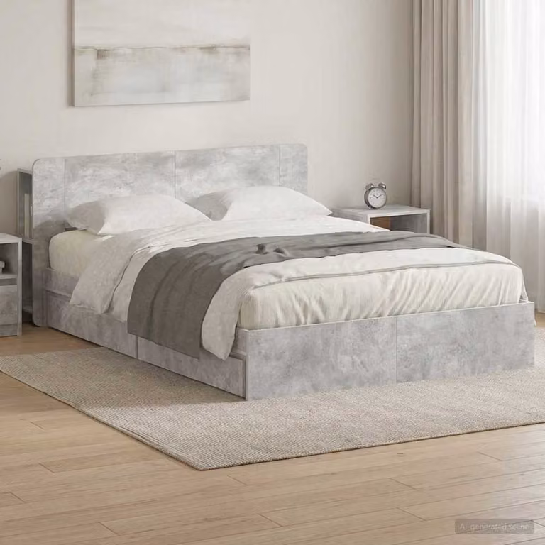 vidaXL Letto Moderno con Cassetti Grigio, L/P/H: 150 x 200 x 80 cm