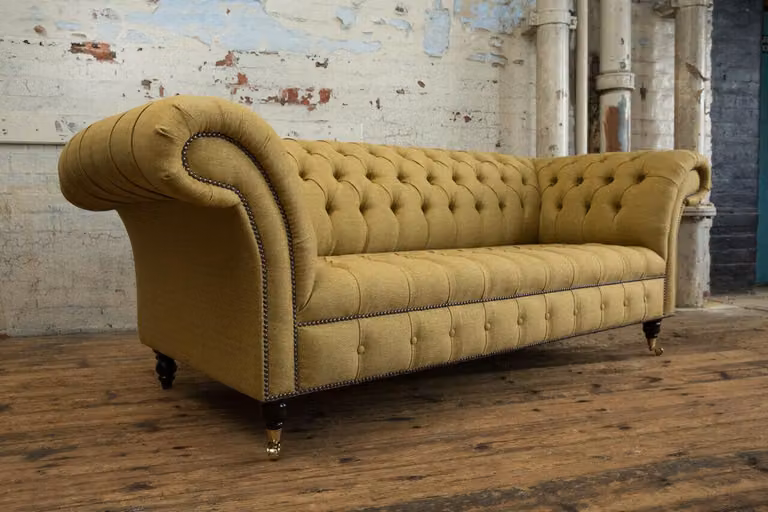 Gelbe Couch Dreisitzer Polster Design Sofa 3er Sitz Sofas Zimmer Luxus Couchen