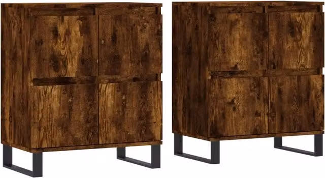 Set di 2 mobili contenitori buffet e credenza in legno MDF marrone per cucina e soggiorno L: 120 cm, H: 70 cm, P: 35 cm – 1