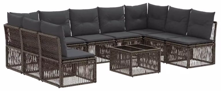 Set Divano da Giardino 10 pcs Grigio polyrattan