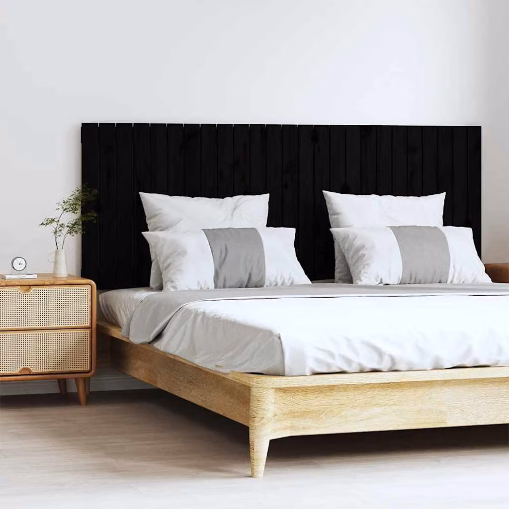 Testiera da parete vidaXL in legno massello di pino nero, L 159,5 x P 3 x H 60 cm