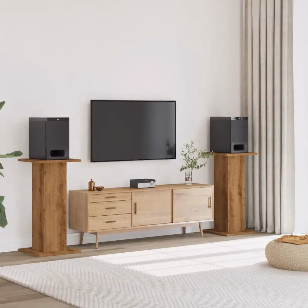 Set di 2 supporti per altoparlanti vidaXL in multistrato color rovere, L 30 cm x P 30 cm x H 80 cm