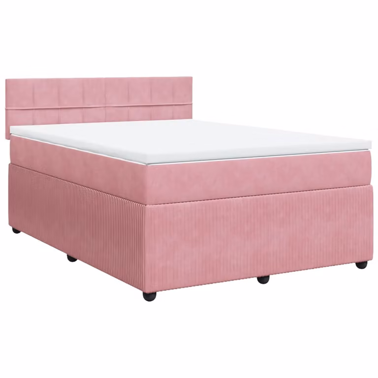 Giroletto a Molle con Materasso Rosa 160x200 cm in Velluto