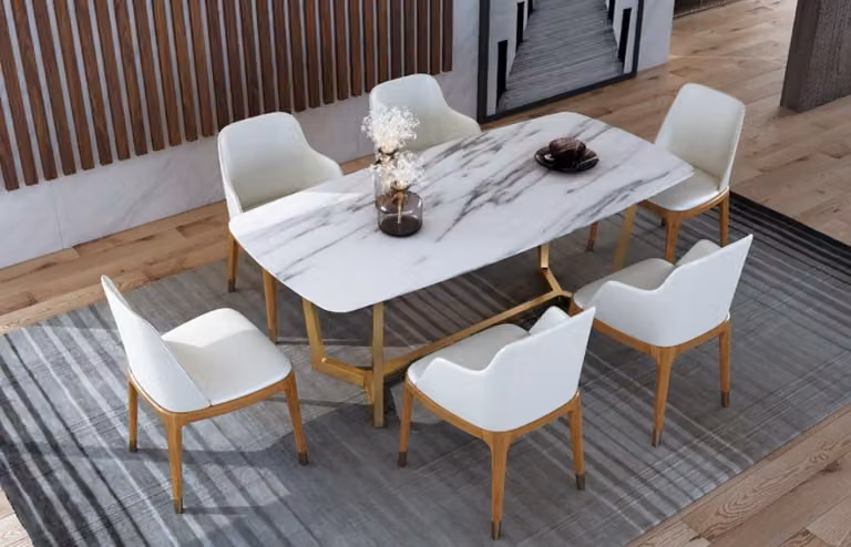 Esstisch Garnitur Stuhl Set 6 Stühle Tisch Esstische Tische Esszimmer Set Metall