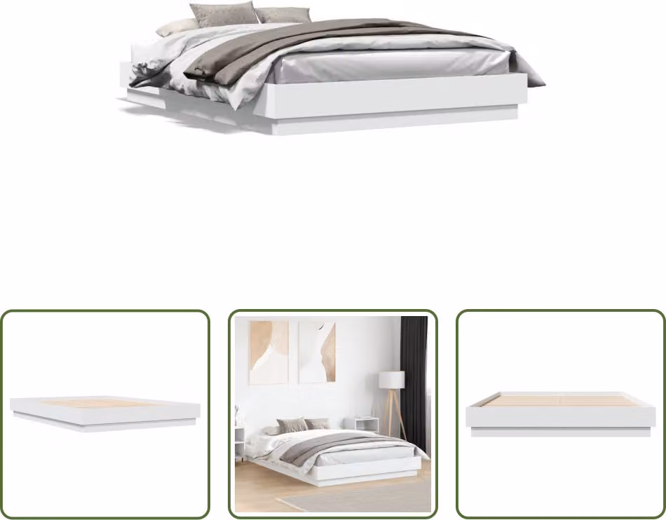 The Living Store Giroletto bianco 120x200 cm in materiale ligneo