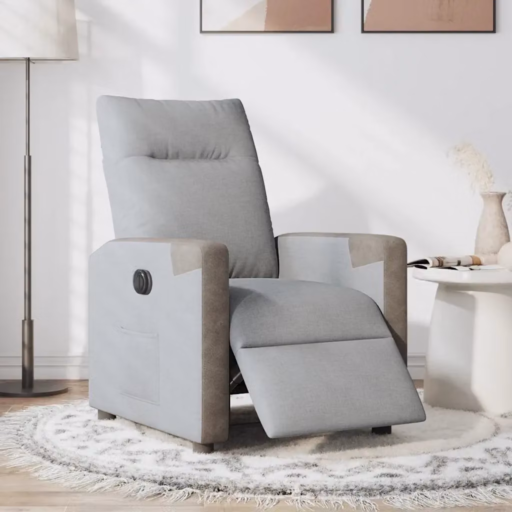 Poltrona Reclinabile Elettrica vidaXL in Tessuto Grigio con Braccioli e Funzione Auto-Return – 2