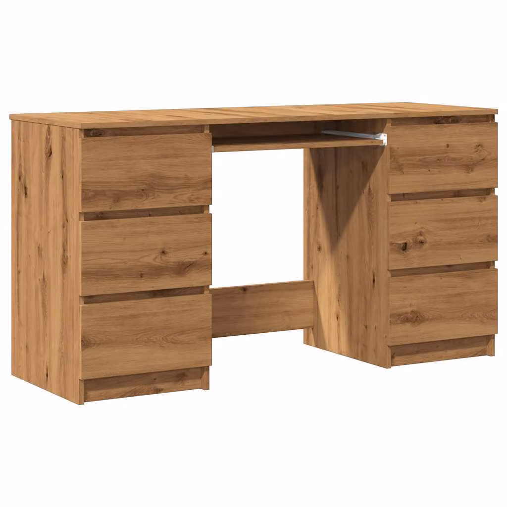 Scrivania Rovere Artigianale 140x50x77 cm in Legno Multistrato
