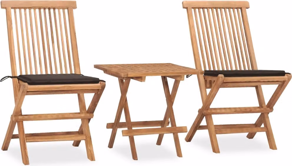 Maison Exclusive - Set da pranzo da giardino 3 pezzi con cuscini Pieghevole Legno massello di teak